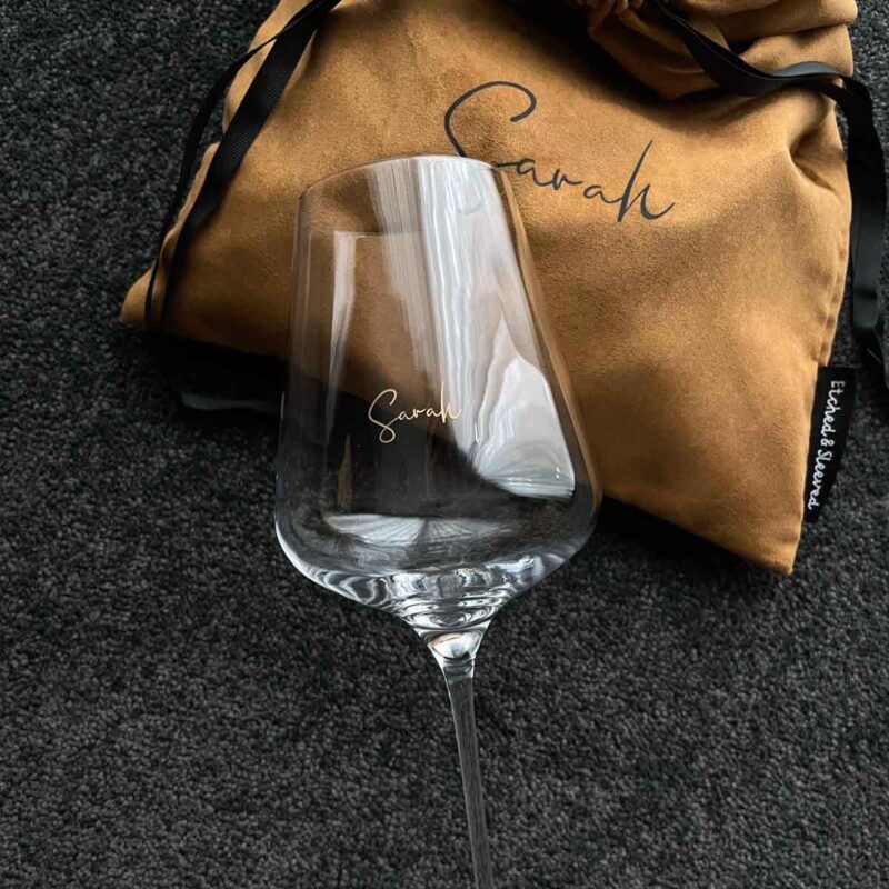 The Script Personalised Spectra Wine Glass - Etched & Sleeved