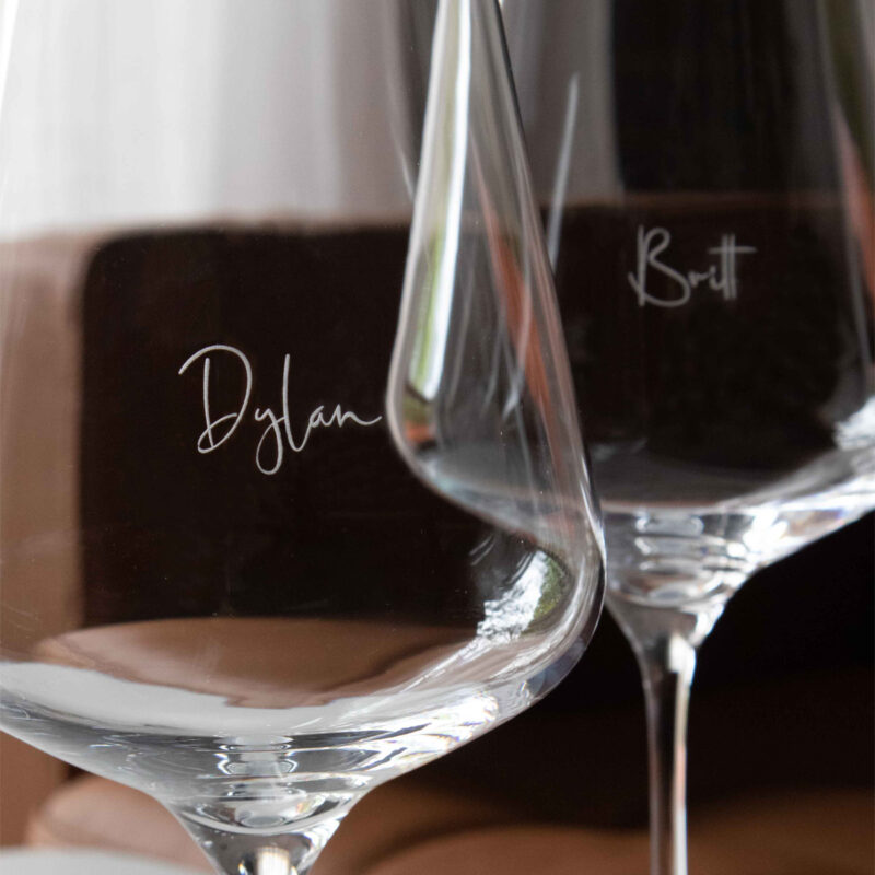 The Script Personalised Spectra Wine Glass Set - Etched & Sleeved