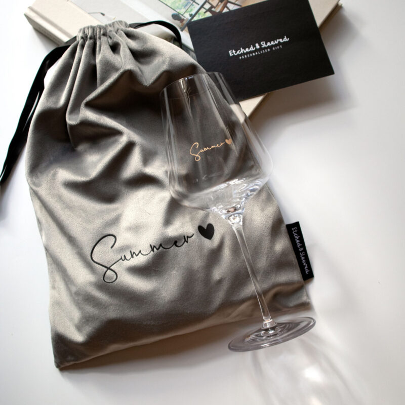 The Script Personalised Spectra Wine Glass - Etched & Sleeved