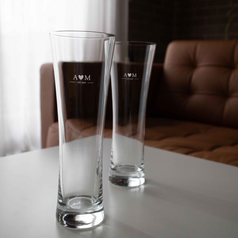 Family Monogram Beer Glass - Etched & Sleeved